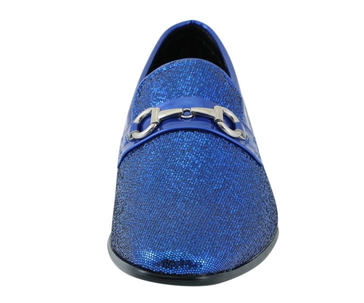 
                      
                        Amali Sutton blue glitter loafers front
                      
                    