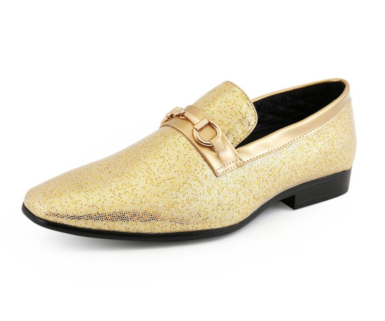 Amali Sutton gold glitter loafers main
