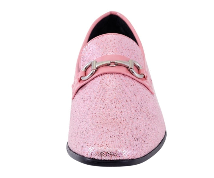 
                      
                        Amali Sutton pink glitter loafers front
                      
                    