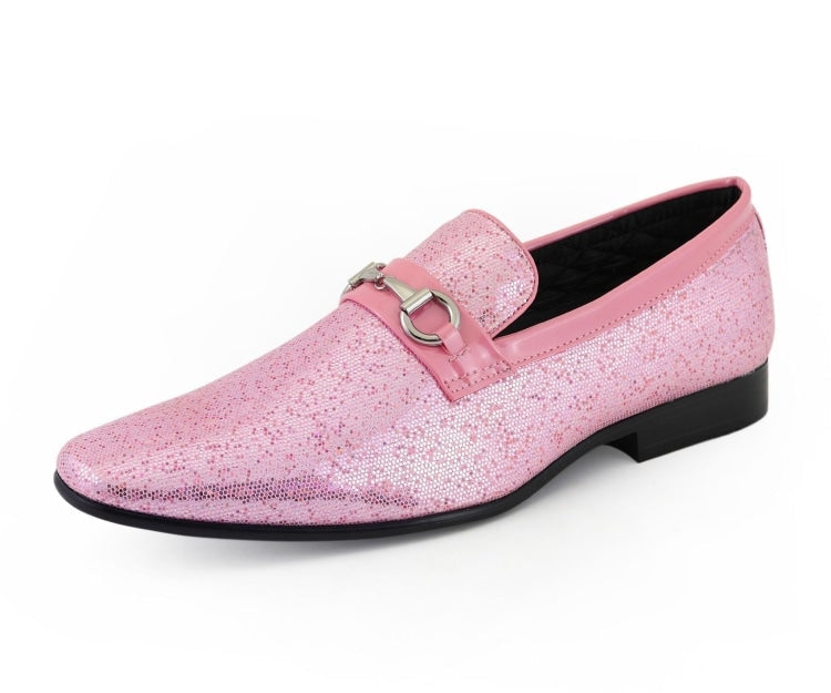 Amali Sutton pink glitter loafers main