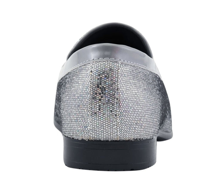 
                      
                        Amali Sutton silver glitter loafers back
                      
                    