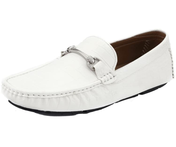 Amali Titus mens white driving loafers main