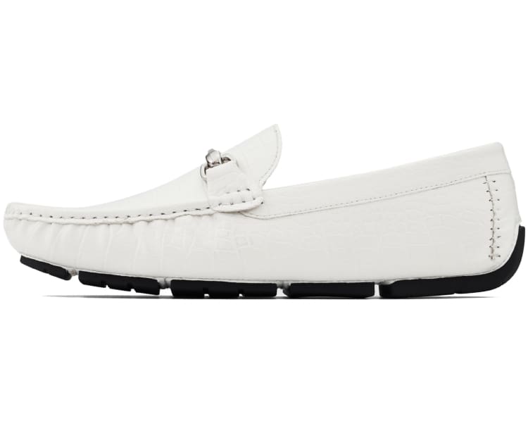 Amali Titus mens white driving loafers side