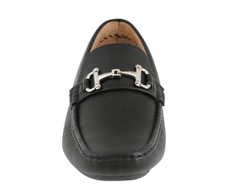 
                      
                        Amali Trentino black moccasins front
                      
                    