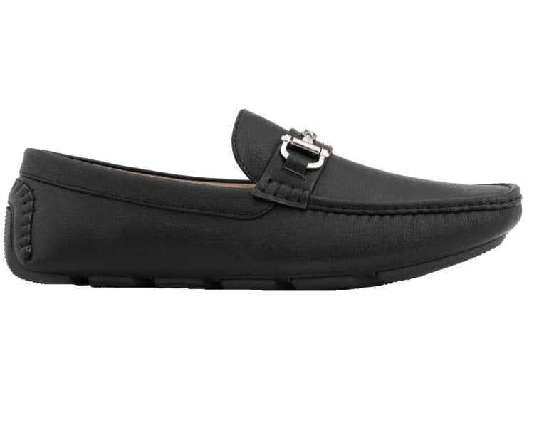 
                      
                        Amali Trentino black moccasins side
                      
                    
