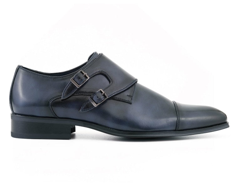 
                      
                        Amali Tucker navy monk strap shoes side
                      
                    
