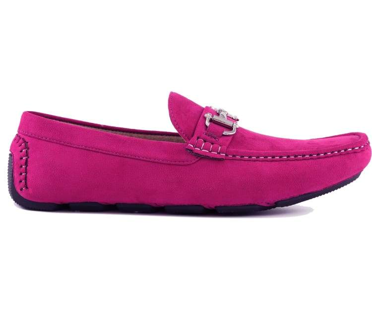 Amali Walken fuchsia driving loafers side
