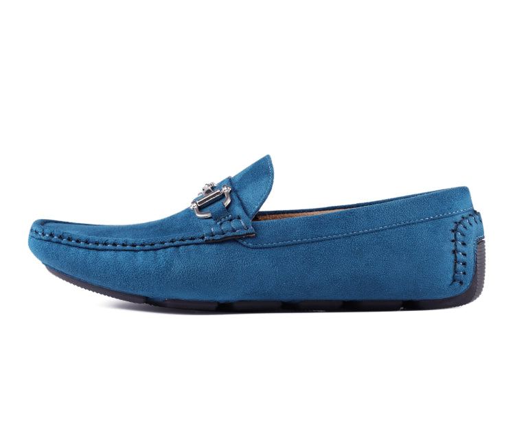 Amali Walken teal driving loafers side