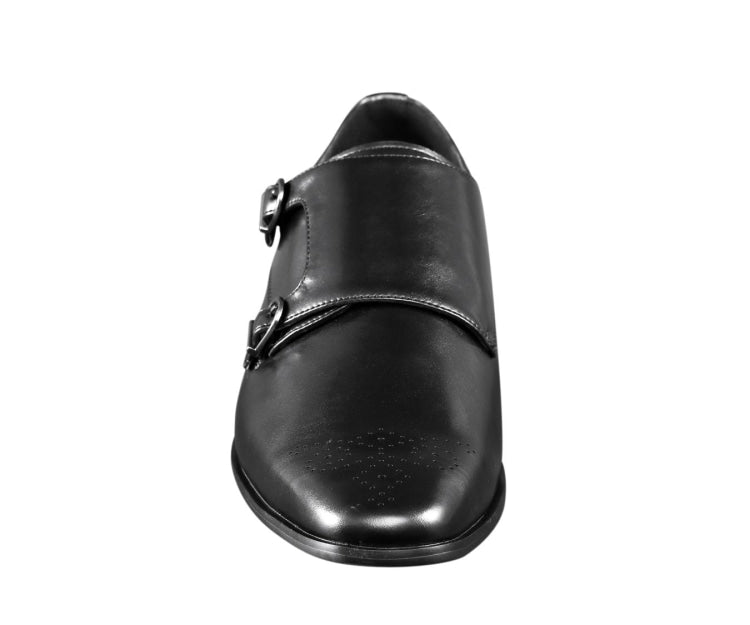 
                      
                        Amali Willis black monk straps front
                      
                    