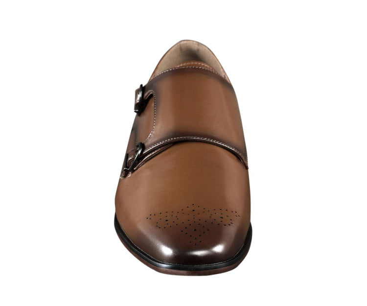 
                      
                        Amali Willis cognac monk straps front
                      
                    