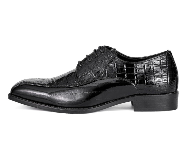 Harvey Black Alligator Print Oxfords